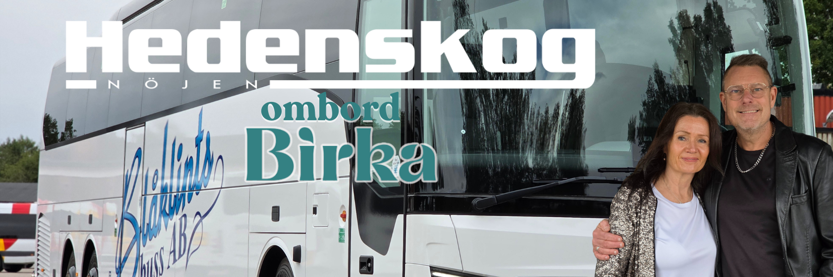 En Blåklintsbuss och Hedenskog i ett montage